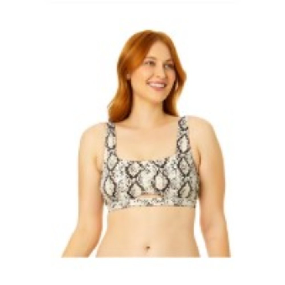 TT 2X Pique Snake Print Cutout Bikini Swim Top